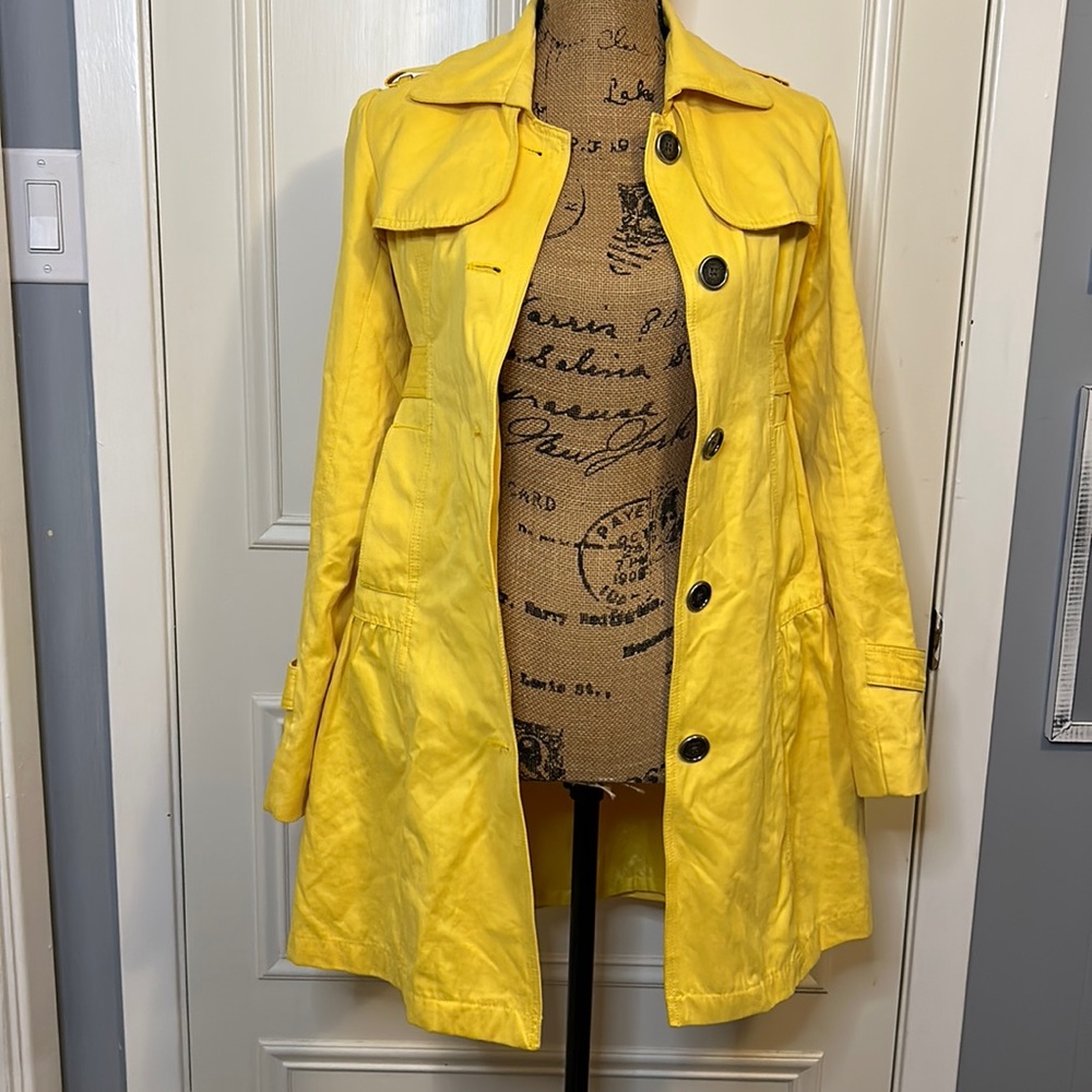 Millard Fillmore Anthropologie Lemon Yellow Trench Coat Size XS